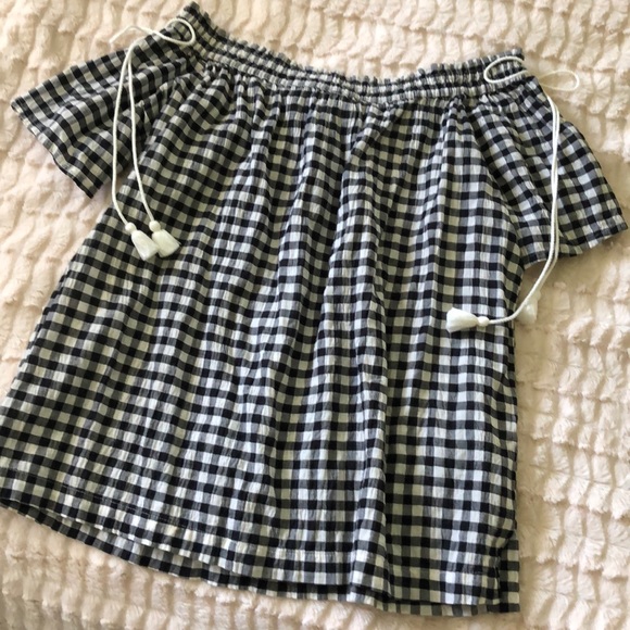 2/$25 EUC LOFT blackwhite check off shoulder - Picture 1 of 1